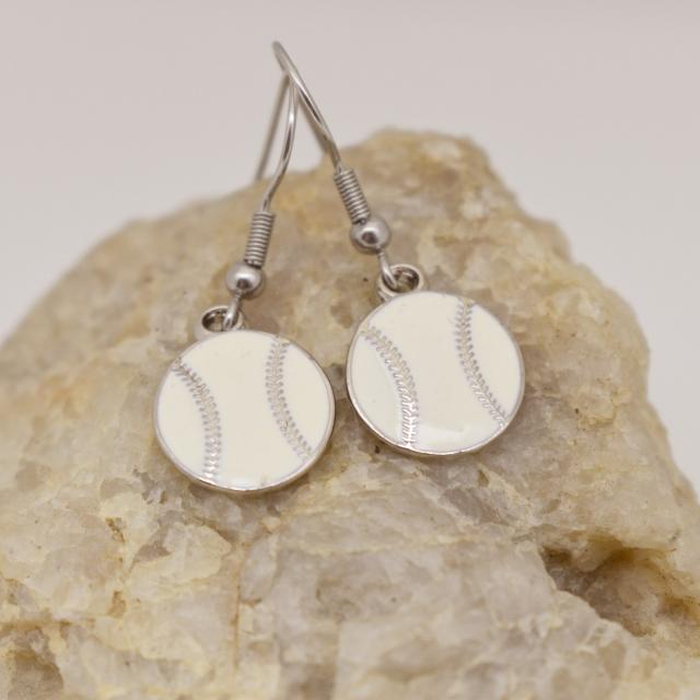 Baseball Enameled Earrings