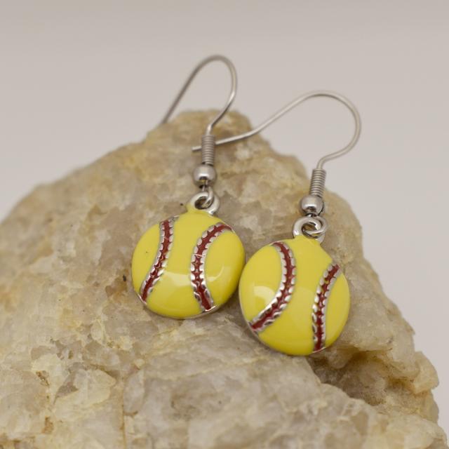 Softball Enameled Earrings