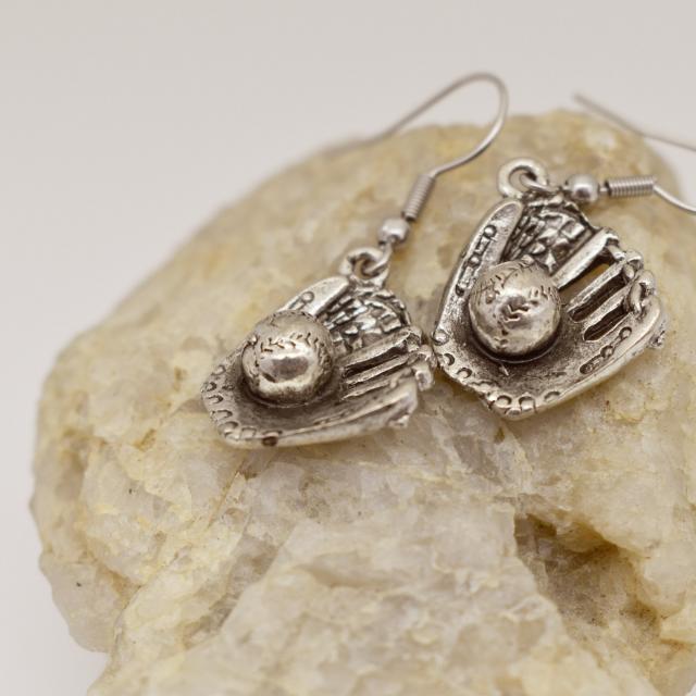 Baseball Glove with Ball Earrings