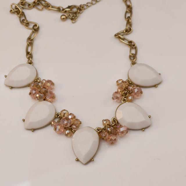 White and Champagne Statement Necklace